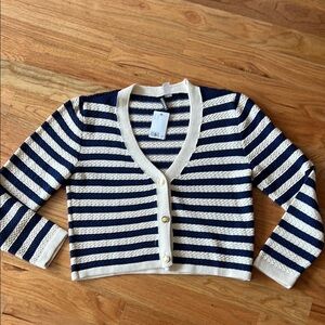 NWT H&M Striped Navy and White Cardigan